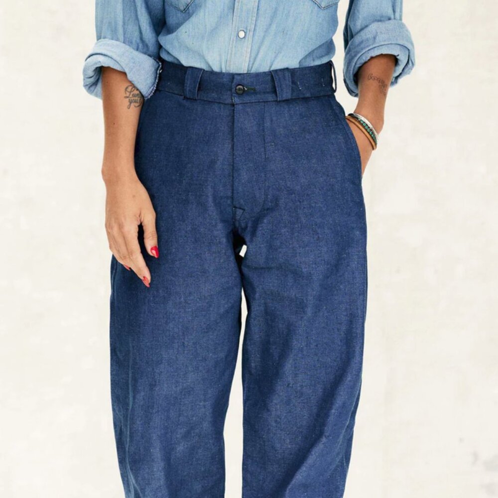 imogene + willie kate indigo rigid high-rise trouser leg chino 23